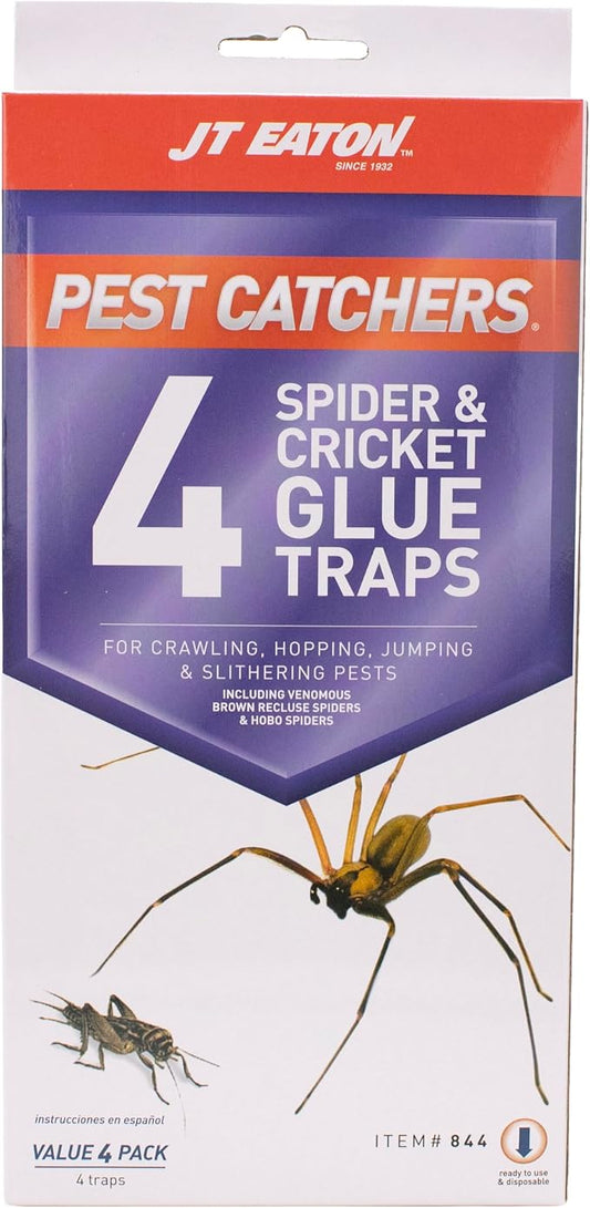 JT Eaton Glue Trap - for Crickets and Spiders, Home Pest Control - 4 Pack - Multi Material