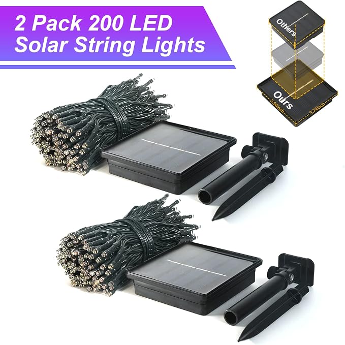 JMEXSUSS 2 Pack Solar Halloween Lights, Total 151FT 400 LED, Purple | Outdoor Waterproof, 8 Modes Solar String Lights for Outside Patio Christmas Tree Garden Yard Halloween Decorations