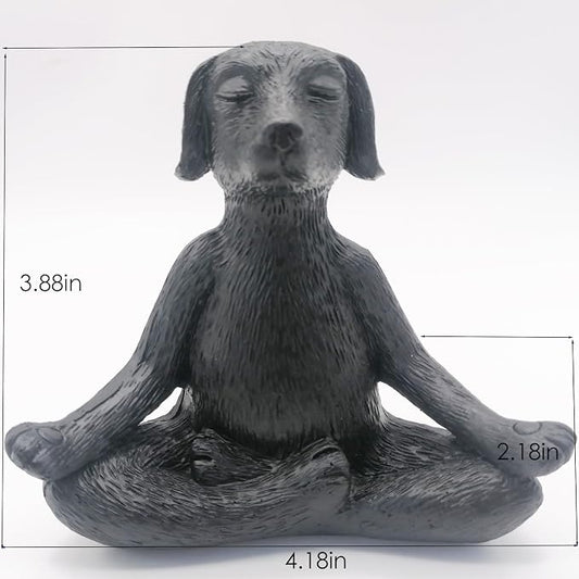 Meditation Buddha Ornament Meditation Dog Decoration Yoga Dog Garden Gift (Black)