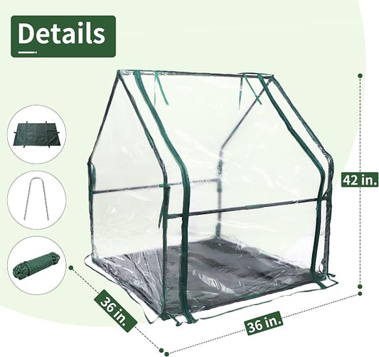 PROWORX Mini Greenhouse 36"x36"x42" Plant Cover Tent Seed Starting Waterproof Floor Mat Small Plant Tent for Use on Patio Balcony Porch & Indoors/Outdoors