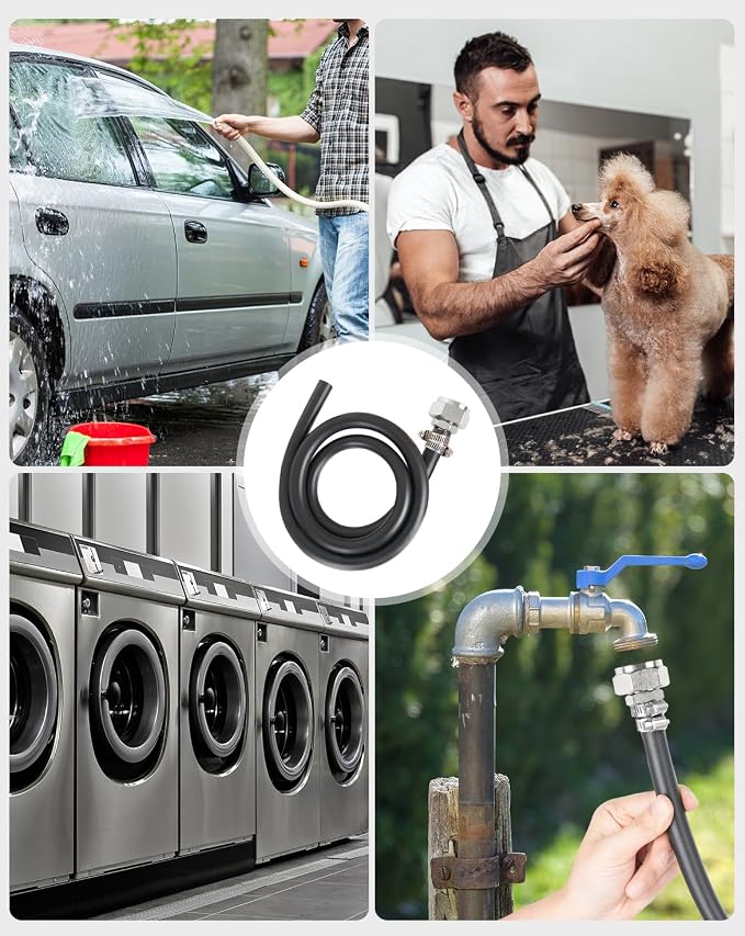 3/4" Mop Sink Hose, 3.9ft (47 inch) Heavy Duty Short Water Hose, Flexible Reinforced PVC with Stainless Steel Tightening Fixture for Mop Sink Faucet, Dehumidifier Drain, Household & Commercial