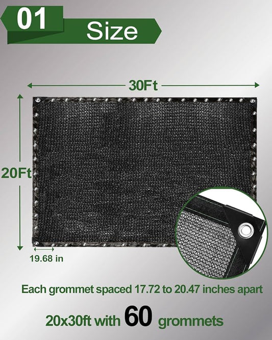 vensovo 40% Sunblock Shade Cloth Net Black Resistant - 20x30 Ft Garden Shade Mesh for Plant Cover, Greenhouse, Chicken Coop, Kennels, Tomatoes Plants