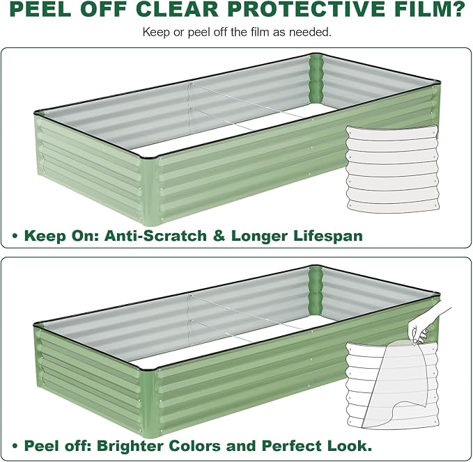 2 Pack 6x3x1 FT Galvanized Raised Garden Bed, Green | Patented Leak-Proof, Planter Box Outdoor, Metal Raised Garden Beds Kits, For Veggies, Herbs & Flowers