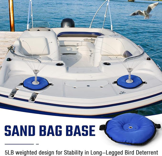 Weighted Sand Bag Boat Base Use with Long Legs Bird Deterrent, Compatible with BIRD·B·GONE/Bird Barrier Long Legs Bird Deterrent, Fit for Most Surfaces Such as Awnings, Canvas Tops, Decks, etc, Blue