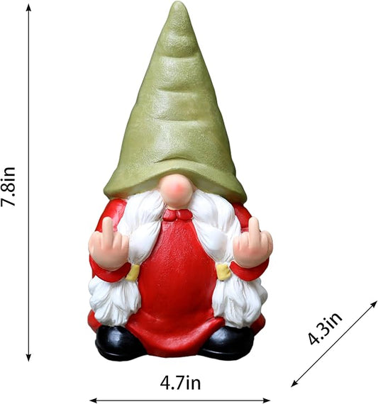 Middle Finger Female Gnome Statue 7.8in, Naughty Garden Gnome Statue Decoration and Lawn Ornament - Funny Garden Gnomes for Outdoor or Home Decor