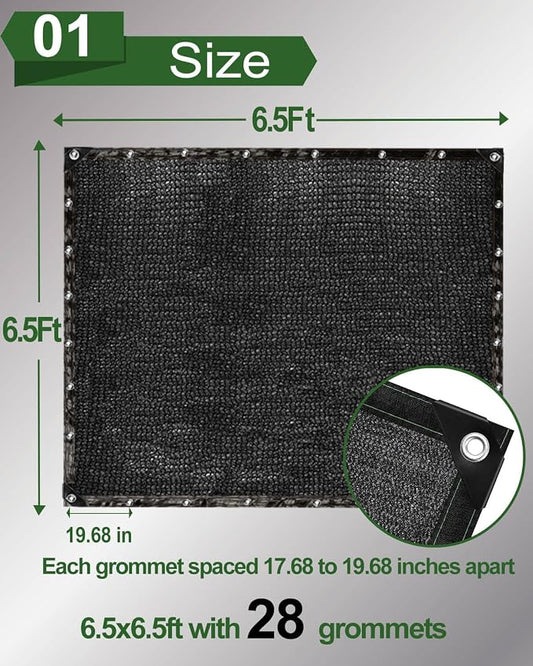 vensovo 70% Sunblock Shade Cloth Net Black Resistant - 6.5x6.5 Ft Garden Shade Mesh for Plant Cover, Greenhouse, Chicken Coop, Kennels, Tomatoes Plants