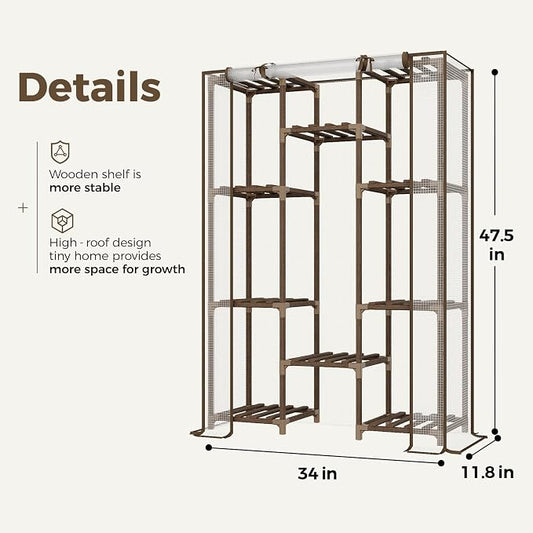 Bamworld Greenhouse for Outdoors Small Plant Green House 3-Tier Rack Stand Portable Greenhouses with Durable PE Cover for Seedling Ideal Gardening Gifts for Women Plants Lover