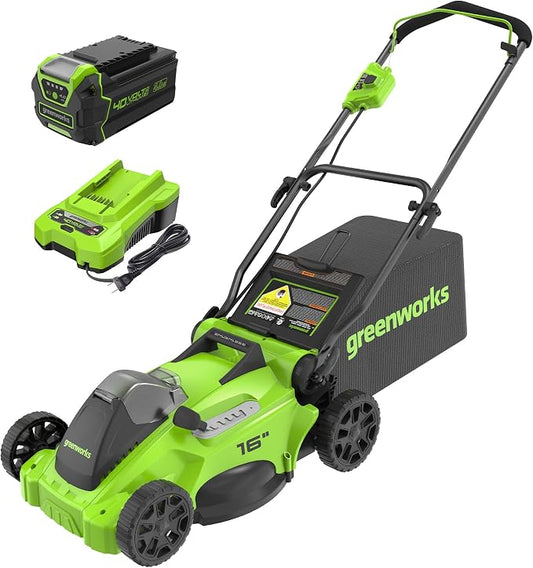 Greenworks 40V 16" TruBrushless™ Cordless Lawn Mower & 0.065" Dual Line Replacement String Trimmer Line Spool, 3 Count & 40V Cordless String Trimmer and Leaf Blower Combo Kit
