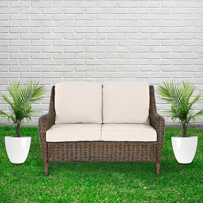 RUBBER BOND Plastic Plant Pots 2 Pack - Modern Indoor/Outdoor Planters for Home Decor - Weather-Resistant Large Flower Pots - Lightweight 12 Inches Tall Planters