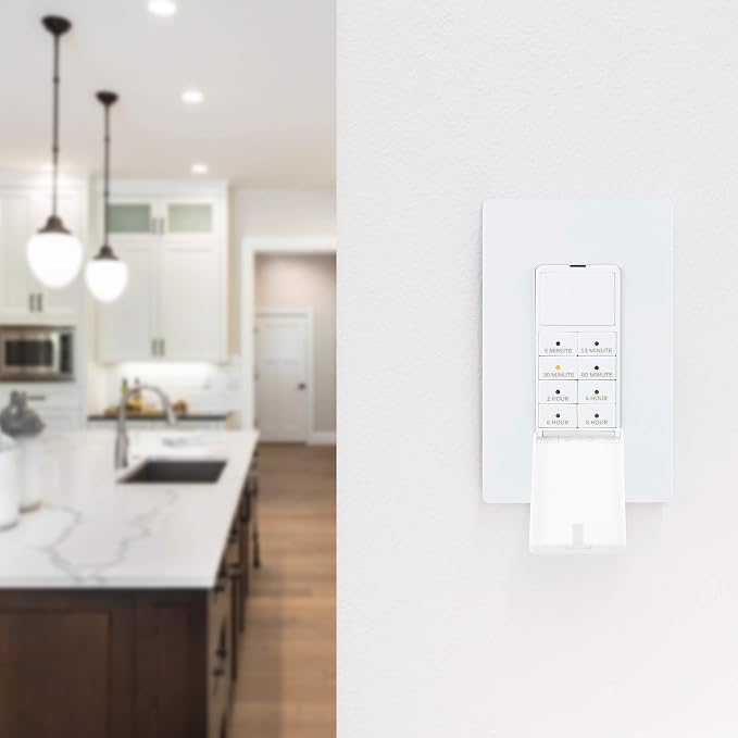 UltraPro Wall Push Timer, 8 Easy-to-Use Preset, Countdown Options, Manual ON/Off Buttons overrides, Indoor or Outdoor Lighting – 40989, 1 Pack, White