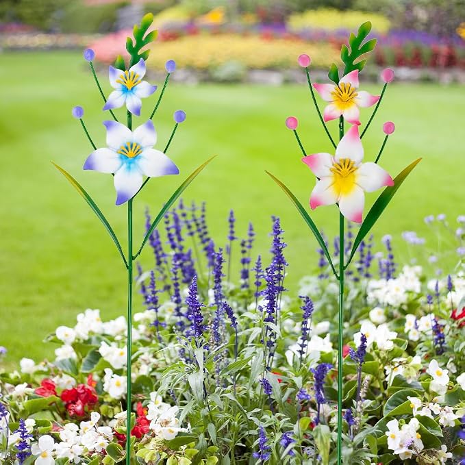 Outdoor Decorative Garden Stakes,Metal Flowers for Outside Spring Decor,Waterproof Garden Decor for Outside,Lawn,Patio,Yard