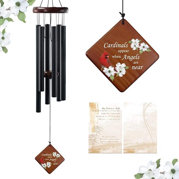 36" Memorial Wind Chimes Sympathy Gift - Cardinal Windchimes in Loving Memory of Loved One, Memorial Cardinal Gifts for Loss of Mom/Dad, Bereavement,Condolence,Funeral Grieving
