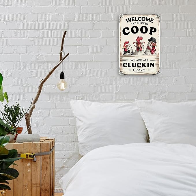 mmiishe Chicken Coop Accessories Wall Decorations Vintage Chicken Gifts for Farmers Funny Metal Signs for Coop Garden Kitchen Fences Gate Retro Wall Art Birthday Anniversary Decoration Metal Tin Sign