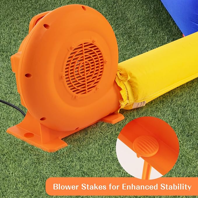 Costzon Air Blower, 0.7HP Blower for Bounce House with 25FT SJTW Wire & Stakes, GFCI Plug, ETL, 550W, Perfect for Inflatable Bouncer Blower Orange, IPX4 Air Blower for Inflatables
