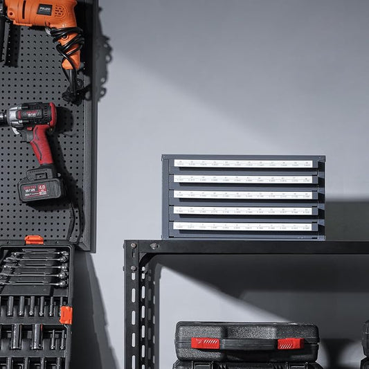 VEVOR Drill Bit Dispenser Cabinet, Five-Drawer Drill Bit Dispenser, 60-Compartment Drill Bit Organizer Cabinet, Drill Dispenser Organizer Cabinet Holder for Jobber Length Wire Gauge Sizes 1 to 60