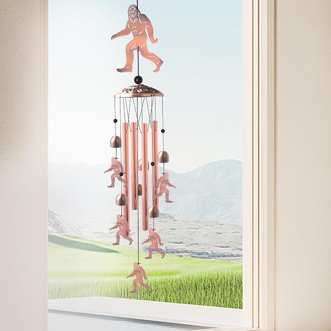 Brass Bigfoot Wind Chime,Handmade Unique Wind Chimes for Outside Clearance, Garden Gift for Yard Decorations Outdoor, Perfect for Mom, Kids Meditation Lovers - Nursery, Patio Garden Decor