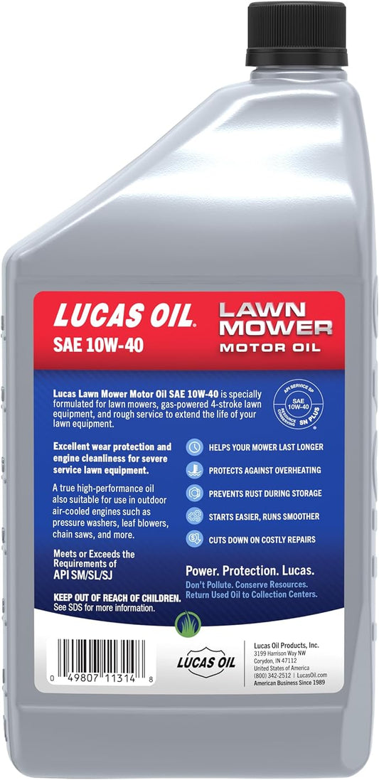 Lucas Oil 11314 SAE 10W-40 Lawn Mower Motor Oil - 1 Quart (Pack of 6)