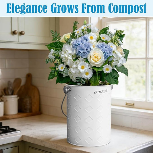 AOSION Countertop Compost Bin Kitchen,Odorless Indoor Compost Bin with Lid | 1 Gallon Composter Container,Removable Inner Bucket,50 Compost Bags,2 Carbon Filters,ideal for food scraps,coffee grounds