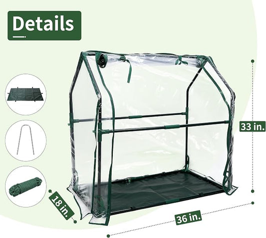 PROWORX Mini Greenhouse 36"×18"×33" Small Greenhouse Seed Starting Waterproof Floor Mat Portable Greenhouse Patio Balcony and Garage Indoor & Outdoor