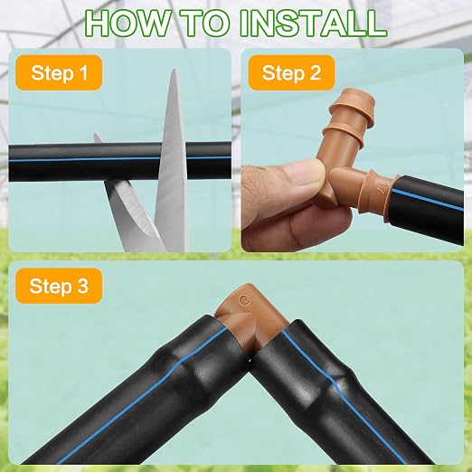 JAYEE 25 Pack Drip Irrigation Barbed Elbow Fittings (17mm) for 1/2" Drip Hose(0.600”ID) ,Sprinkler Tubing Connector for Drip System