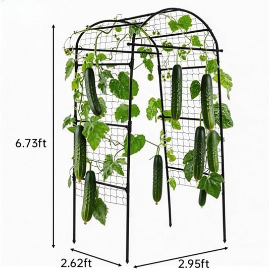 Metal Garden Arch Trellis, 6.8Ft Black for Raised Beds, Plant Support for Cucumbers & Climbing Vegetables