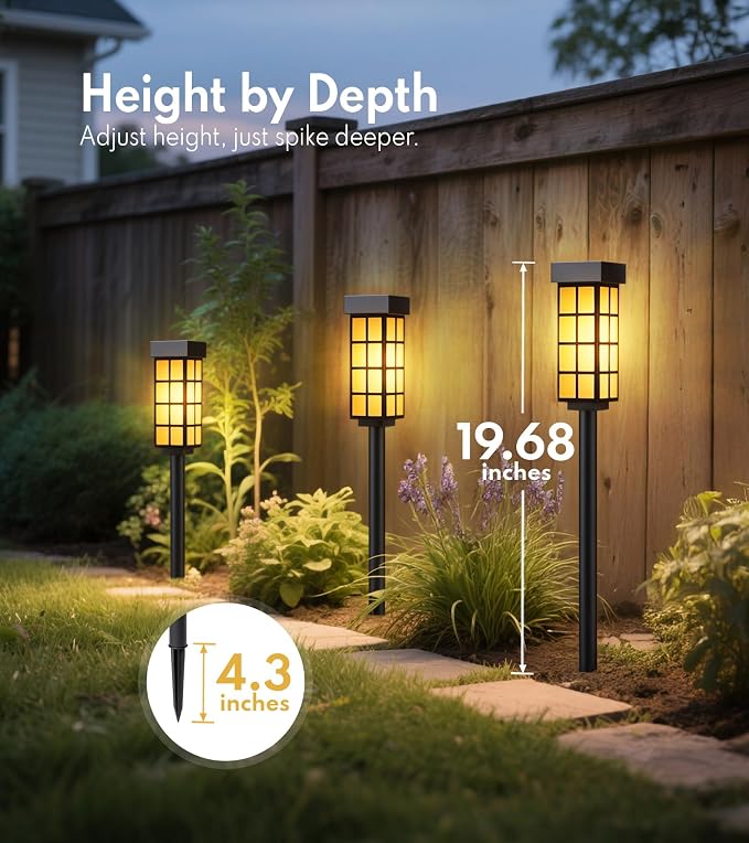 PASAMIC Solar Pathway Lights Outdoor, 24 Inch Tall Solar Landscape Lights, IP65 Waterproof Outdoor Lights, Warm White LED Solar Garden Lights for Yard Patio Lawn Driveway Walkway Path Lighting