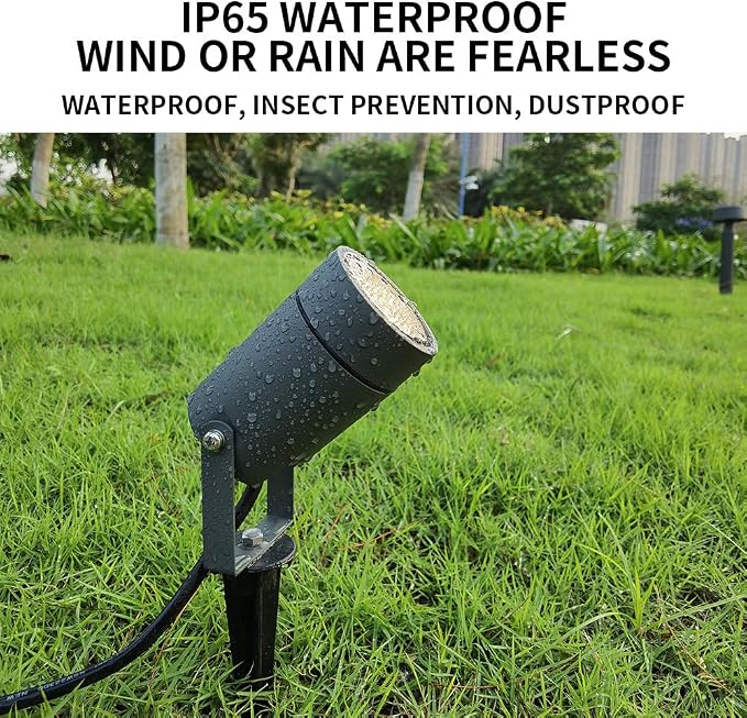 DAWALIGHT Outdoor Spot Light, Landscape Lighting 6W Spotlight for Yard, Replaceable GU10 Bulb 110V 3000K IP65 Waterproof, Aluminum, 5ft Cable Garden Patio Driveway House,Dark Grey