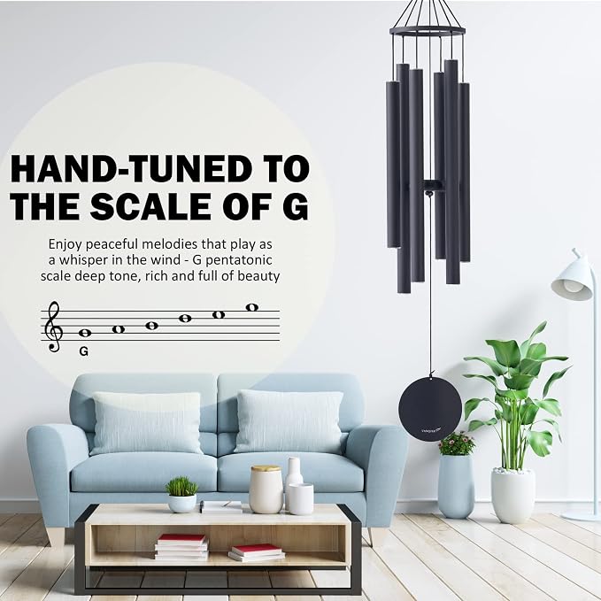 Vanquer Wind Chimes for Outside Deep Tone - 38'' Wind Chimes Outdoor Clearance, Deep Tone, Windchimes Outdoors, Memorial, Sympathy Gift, Garden Patio, Home Décor (Black)