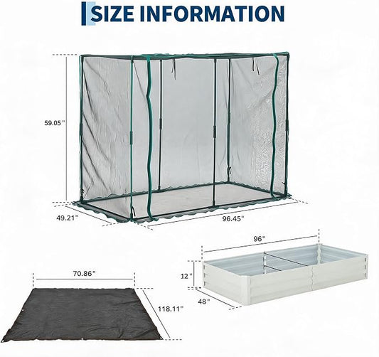 6x3x1Ft Galvanized Raised Garden Bed Kit w/Self Watering Irrigation & Mesh Cover, Metal Bottomless Raised Planter Box for Veggies Herbs Flowers, Rustproof Elevated Garden Bed Backyard Patio Farm