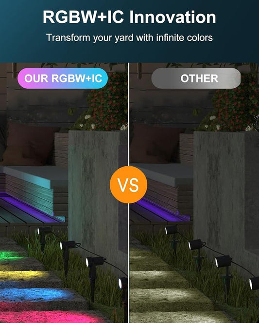 Ligency Smart Low Voltage Landscape Lights, 4-Pack RGBW Color Changing Outdoor Spotlights with Alexa & Google Control, IP65 Waterproof Landscape Lighting for Trees, Garden, Yard, Pathway & Holiday