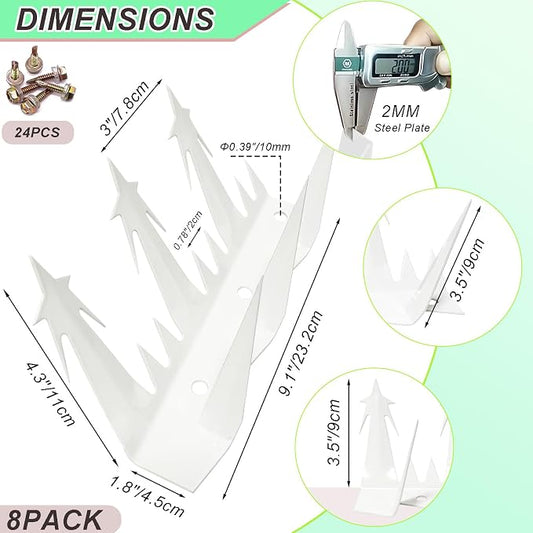 Heavy Duty Metal Fence Spikes-Anti Climb Security Spikes for Fence and Wall-Intruder and Animal Deterrent (White, 74 inches)