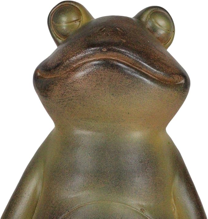 Ebros Gift Rustic Zen Meditation Contented Yoga Frog Garden Statue Meditating Buddha Frog Wisdom Koan Decorative Sculpture 14" Long