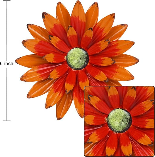 hogardeck Metal Flower Wall Decor for Indoor Outdoor, Kitchen Decor Floral Metal Wall Art, Wall Decor for Bathroom, Living Room, Porch, Garden, Yard, Backyard (6 Pcs 6'' )