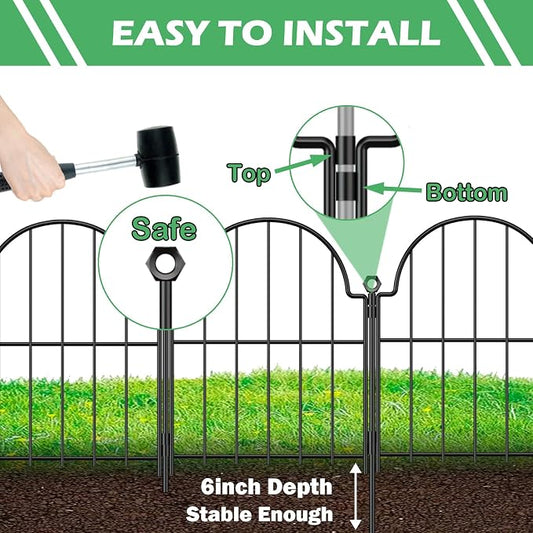 Blingluck Decorative Garden Fence, 17 in(H) x 27.5 ft(L) Arched Rustproof Metal No Dig Garden Fence Border,Ground Stake Animal Barrier Fence, Outdoor Decor for Yard & Patio,25 Pack