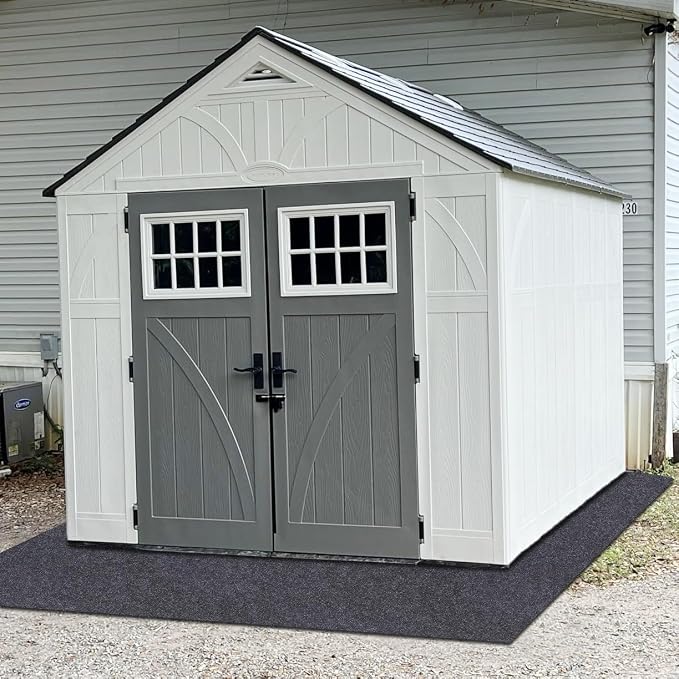 Outdoor Storage Shed Mat,Anti-Slip Patio Furniture Floor Mat,Waterproof Carport Mat,Backing prevents liquid penetration,Soft Material, Non-slip Backing,Washable,Excluding storage shed (10 × 10 FT)