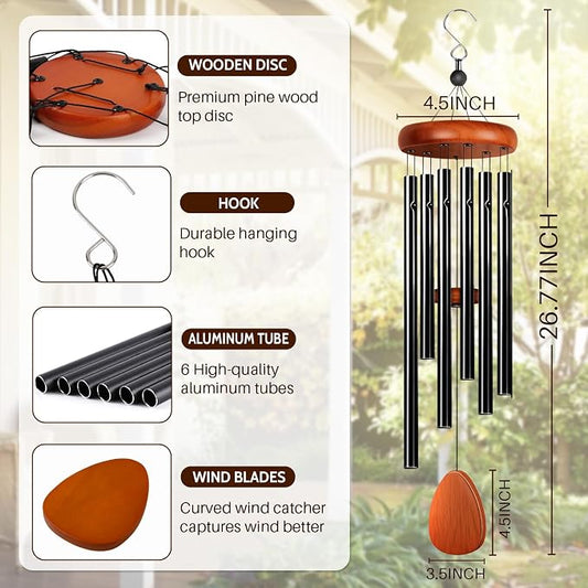 Wind Chimes for Outside, Fathers Day Dad Gifts for Men & Gifts for Women, Mom, Grandma, Deep Tone Soothing Melodic Chimes, Memorial & Sympathy Wind Chimes, Suitable for Garden, Porch & Patio Decor