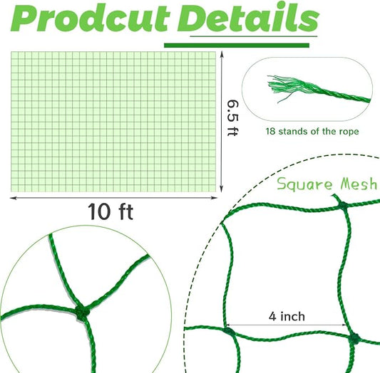 6.5x10FT Plant Trellis Netting,Garden Climbing Grow Net Heavy Duty Polyester Square Mesh Nets for Vining Plant,Tomato,Cucumber,Grape,Fruits,Vegetable