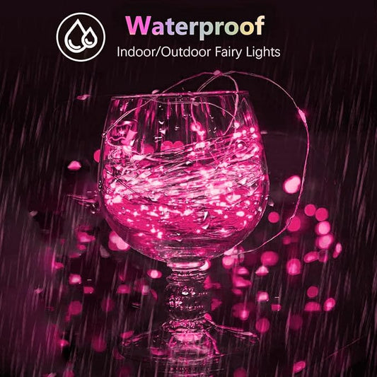 4 Pack 60 LED Pink Fairy Lights Battery Operated with Timer, 20FT Waterproof Twinkle Light Indoor Outdoor, Valentiens Lights for Valentine's Day Bedroom Wedding Birthday Christmas Decorations(Pink)