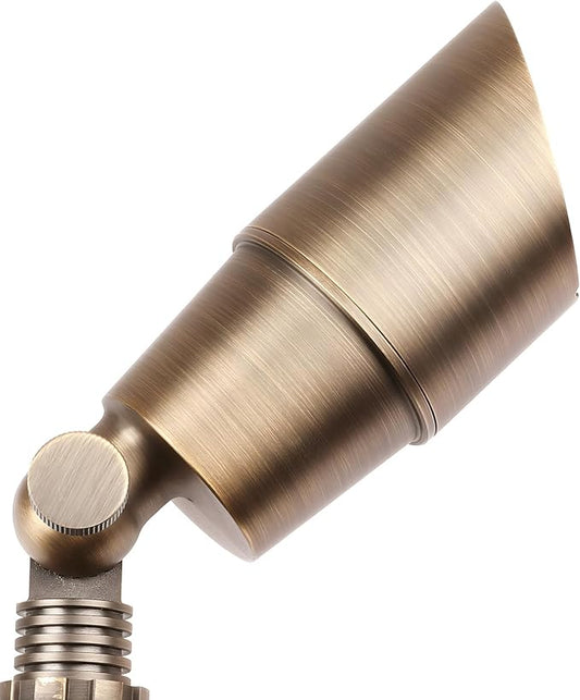PARTPHONER Solid Brass Low Voltage Landscape Lighting, Wired 12V LED Landscape Spotlights with Aluminum Housing MR16 Bulb, Heavy Duty Outdoor Waterproof Up Lights for Garden, Yard, Trees, 1Pack