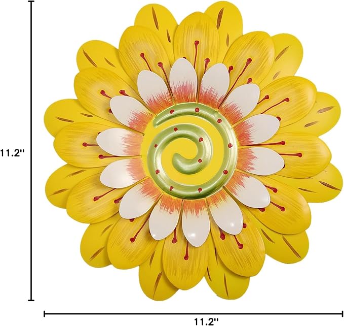 AHYS Metal Flowers Wall Decor Indoor Outdoor Metal Wall Art for Home Farmhouse Living Room Bedroom Bathroom Garden Decorations - Yellow