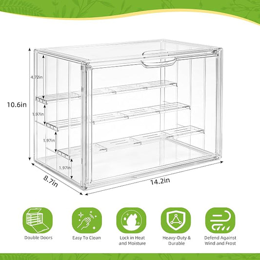 Mini Greenhouse Indoor with Magnetic Door, M-4tier-2door-1pcs | Dual-Door Design, Easy Access, Great Heat & Moisture Retention, Adjustable Ventilation, Grows Well in Varied Conditions