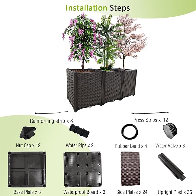 Raised Garden Bed Large Planters for Outdoor Plants Rectangular Elevated Planter Boxes Patio Balcony Deck for Planting Flowers, Vegetables, Tomatoes, and Herbs