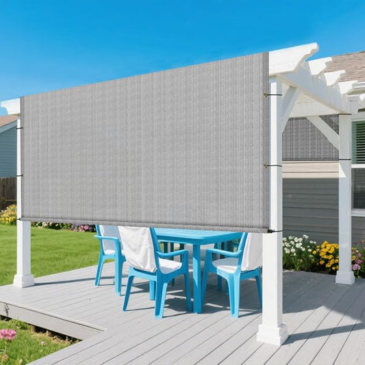 16' × 11' Pergola Shade Cover Universal Replacement Canopy Cover Outdoor Durable Fabric Sun Shade Cloth for Deck Patio Porch Backyard Gazebo with Grommets & Weighted Rods, Light Gray