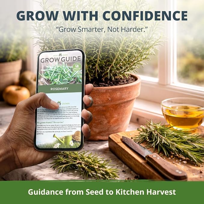 HOME GROWN Non GMO Rosemary Seeds Pack - 150 High Germinating Heirloom Herb Seeds for Planting in Indoor or Outdoor Herb Gardens (Salvia rosmarinus)