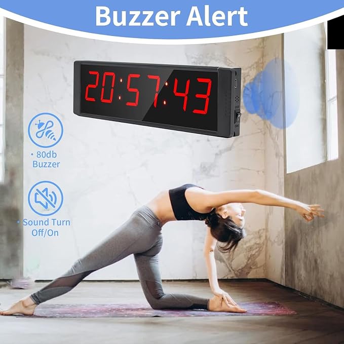 Large Stopwatch with Start/Stop Button, LED Digital Timer with Remote, Countdown Clock with Buzzer, Gym Clock for Home Gym, Interval Timer for Workout
