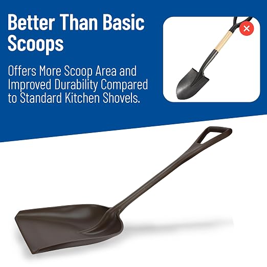 SPARTA Polypropylene Sanitary Shovel, One-Piece Molded Food and Ice Scoop for Commercial Kitchen and Bulk Ingredient Transfer, 10" x 13.75" Scoop, Brown