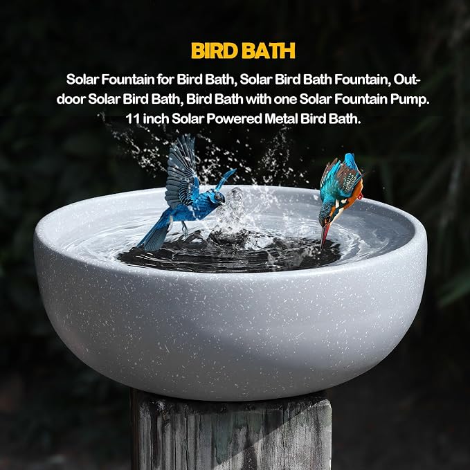Solar Bird Bath,11.2" Solar Fountain birdbaths for Outdoors,Bird Bath Bubbler,for Garden Patio Terrace Decoration