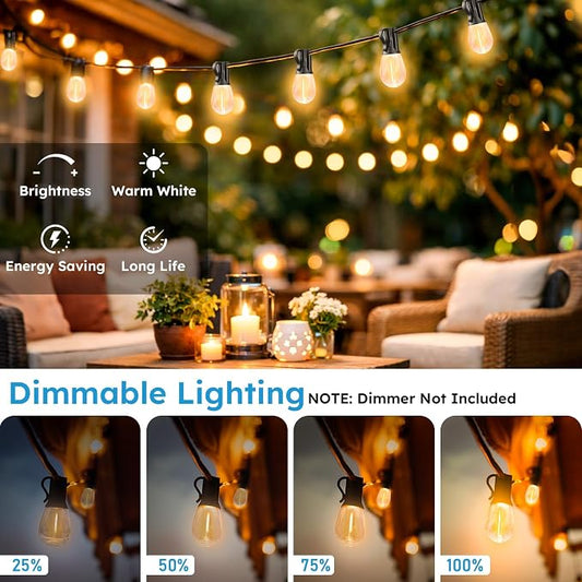GvvooHome LED Outdoor String Lights, 25FT Waterproof Patio Lights with 9 Shatterproof S11 Plastic Bulbs, 2700K Warm White Edison Hanging Lights for Backyard, Garden, Porch, Bistro