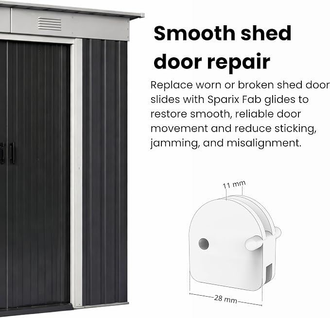 Metal Shed Replacement Door Slides (2-Pack) - Compatible with Yardmaster, Outsunny & More - Glides for Outdoor Storage, Garden Shed Door Repair Hardware