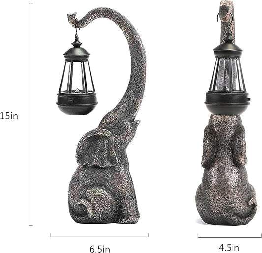 IVCOOLE Elephant Statue, Elephant Garden Statue with Solar Light, Elephant Decor, Outdoor Elephants Statue, Elephants Gifts for Mom